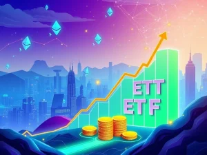 Charts and digital assets illustrating the booming growth of Spot Ether ETFs, highlighting significant Ethereum investments.