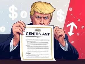 Former President Trump signs the new stablecoin law, ushering in an era of federal oversight and 100% backing for digital assets.