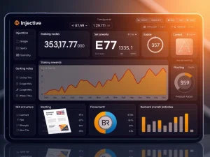 Staked Injective ETF with blockchain nodes and SEC approval documents