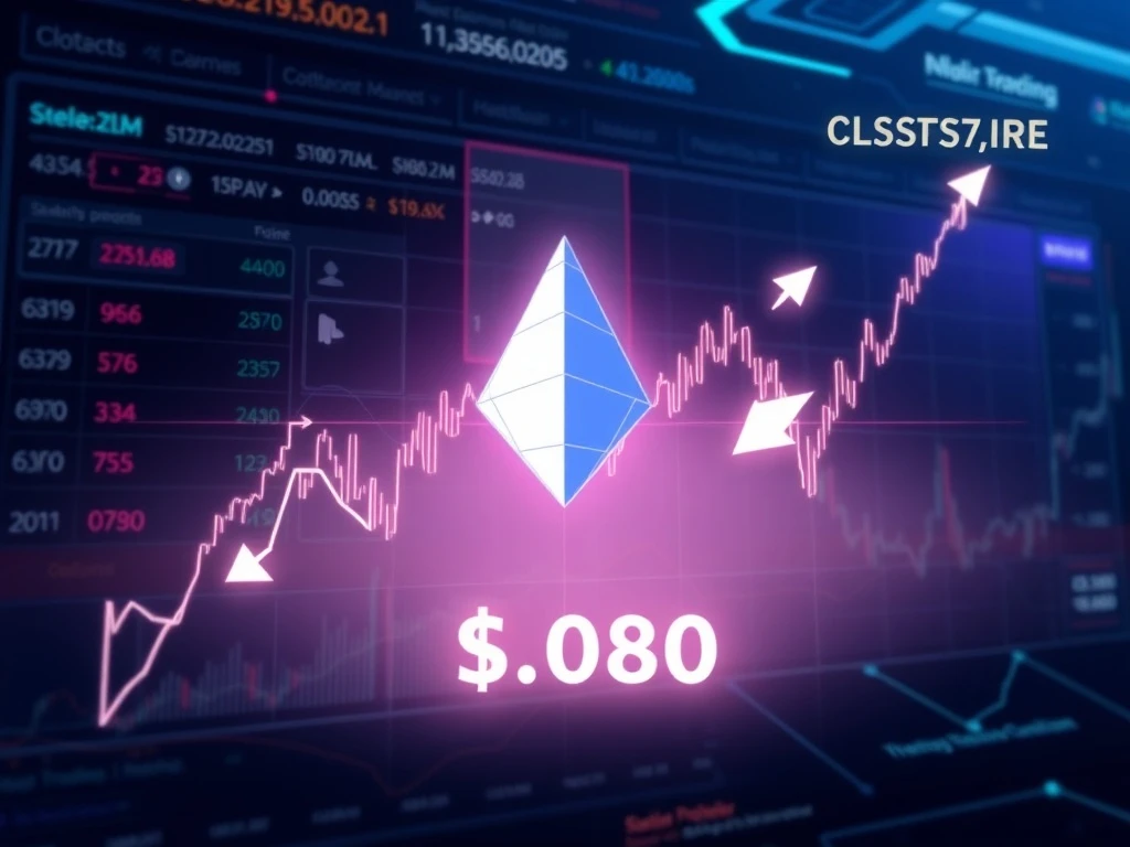 Stellar XLM price chart showing bullish flag pattern targeting $0.80 breakout