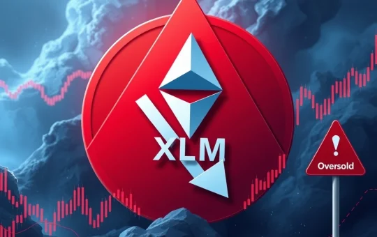 Chart showing Stellar XLM price decline and oversold RSI, highlighting critical support levels amidst market volatility.