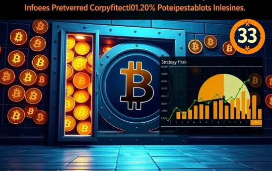 A strategic diagram illustrating Strategy Corp's massive Bitcoin purchases funded by a $2.5 billion preferred stock offering, impacting the crypto treasury.