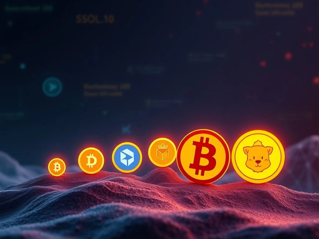 Sub-$0.10 tokens rise, symbolizing their potential to challenge Solana and Dogecoin in the crypto market.
