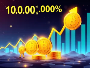 Visualizing the explosive growth potential of sub-$0.01 cryptocurrencies like LILPEPE, PEPE, and FLOKI aiming for 10,000% gains.