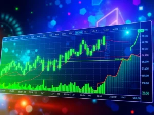 A digital chart showing a strong bullish trend for Sui (SUIUSDT), with green candles and technical indicators confirming its explosive rise.