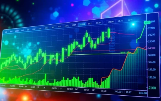 A digital chart showing a strong bullish trend for Sui (SUIUSDT), with green candles and technical indicators confirming its explosive rise.