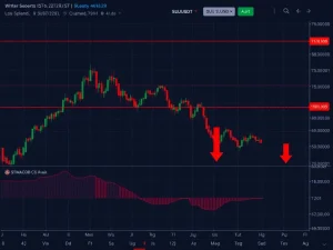 SUIUSDT market chart showing bearish momentum and key support breakdown
