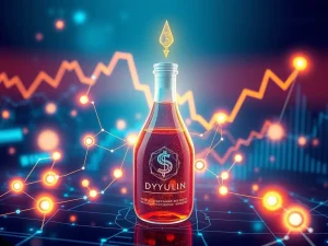 A dramatic chart showing the SYRUP price rocketing upwards, illustrating the impact of a major network upgrade on its value and the SYRUP price.