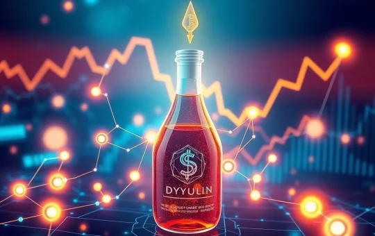 A dramatic chart showing the SYRUP price rocketing upwards, illustrating the impact of a major network upgrade on its value and the SYRUP price.