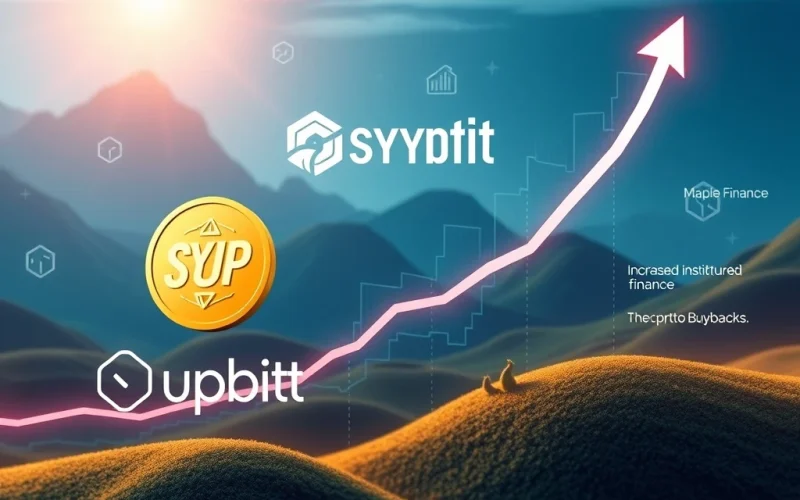 A chart illustrating the SYRUP token surge post-Upbit listing, reflecting Maple Finance's robust growth in DeFi lending.