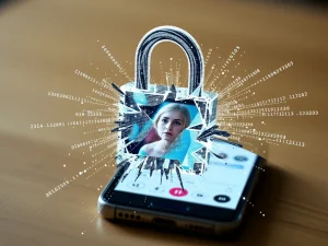 Visualizing the devastating Tea App data breach, showing digital data fragments and a broken shield, emphasizing urgent cybersecurity concerns.