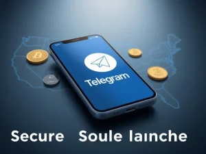 Telegram's TON Wallet interface on a smartphone, symbolizing its revolutionary launch in the US, integrating Bitcoin and other cryptos.