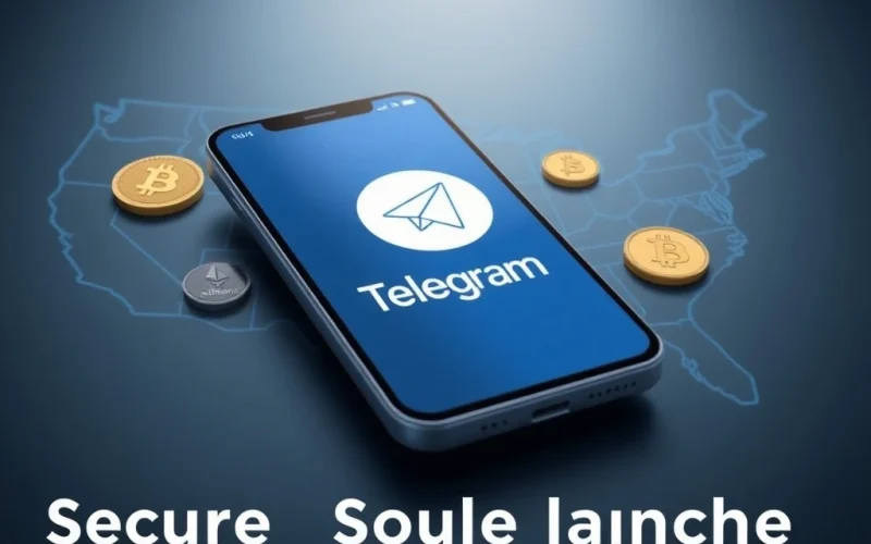 Telegram's TON Wallet interface on a smartphone, symbolizing its revolutionary launch in the US, integrating Bitcoin and other cryptos.
