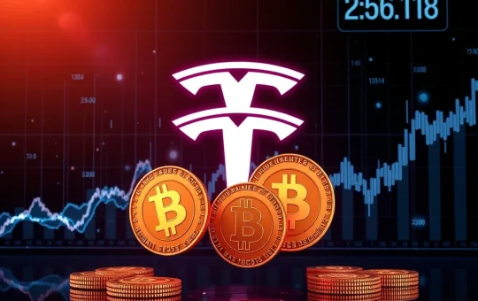 A visual representation of Tesla's soaring Bitcoin gains in 2025, highlighting the ongoing debate over their 2022 crypto strategy.