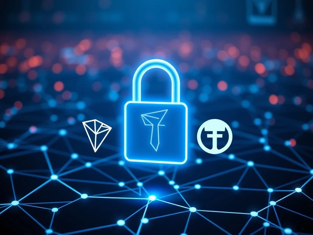 A digital lock icon signifying the Tether freeze of USDT on Tron, highlighting a critical step in AML compliance.