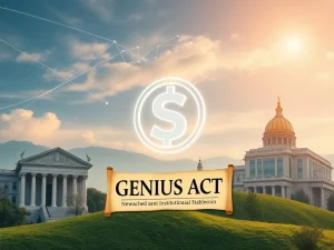 Tether's new institutional stablecoin bridging traditional finance with crypto under the U.S. GENIUS Act, symbolizing a new era of crypto regulation.