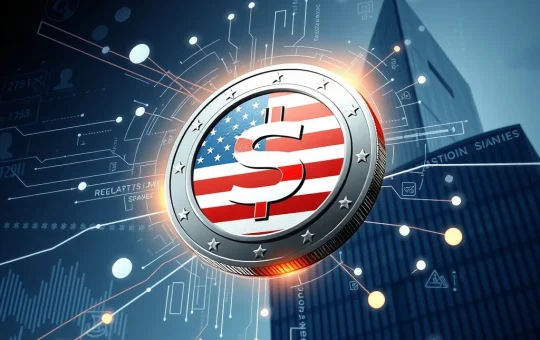Tether US stablecoin bridging traditional finance and blockchain, symbolizing institutional adoption under new regulations.