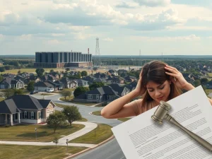 Distressed Texas residents facing a noisy Bitcoin mining facility, highlighting the MARA Holdings lawsuit and its impact on community health.
