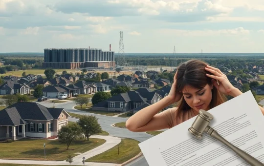 Distressed Texas residents facing a noisy Bitcoin mining facility, highlighting the MARA Holdings lawsuit and its impact on community health.