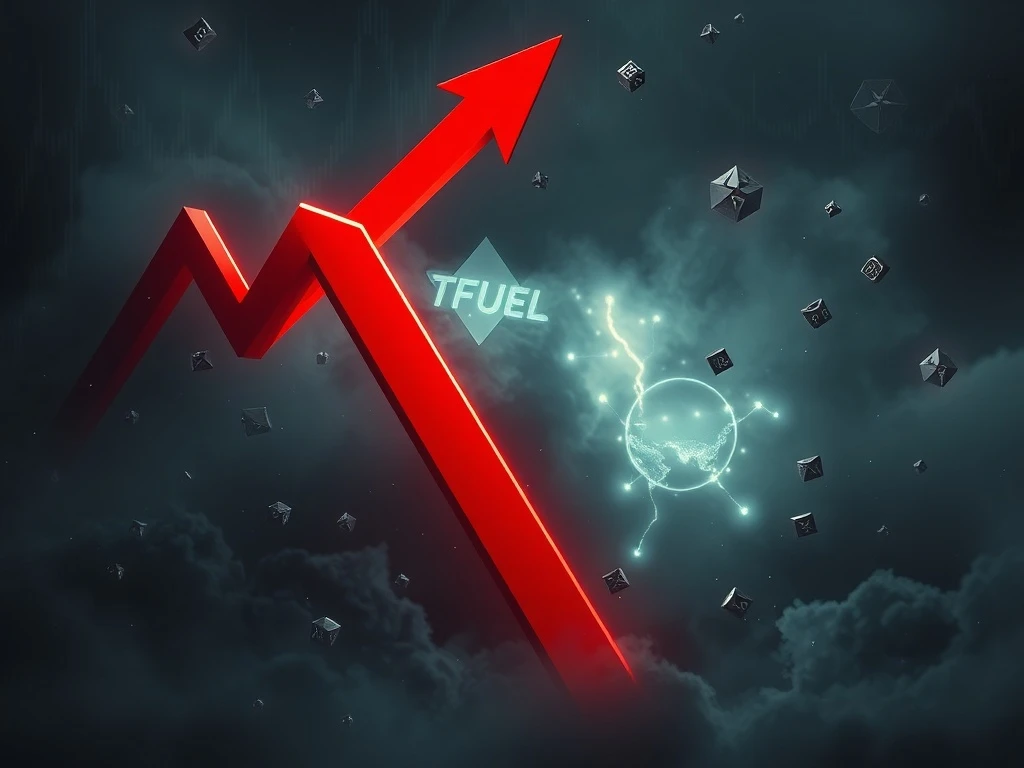 Dramatic TFUEL price crash shown on a volatile cryptocurrency market graph