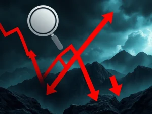A chart showing a severe THE crypto price drop, symbolizing market volatility and investor concern.