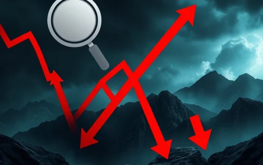 A chart showing a severe THE crypto price drop, symbolizing market volatility and investor concern.