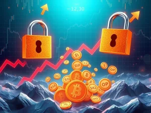 A crypto market chart showing price fluctuations due to SUI, ENA, and OP token unlocks, symbolizing the $484M influx and potential market volatility.