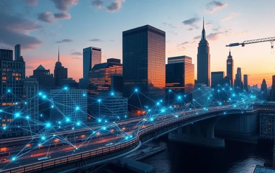 A digital bridge connecting traditional finance with blockchain, symbolizing how tokenized funds are revolutionizing financial markets.