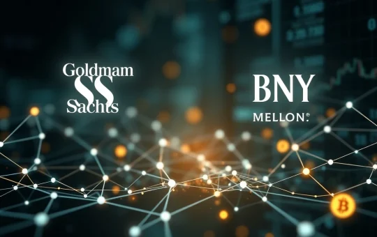 Conceptual image illustrating the convergence of traditional finance and blockchain, highlighting the rise of Tokenized Money Market Funds.
