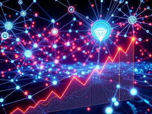 A visual representation of TON's explosive crypto price surge, depicting network upgrades and growing developer activity.
