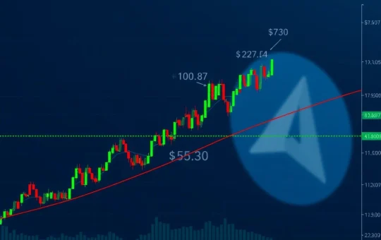 A Toncoin price chart showing $2.87 support and a potential $5.30 target, reflecting key Toncoin analysis.