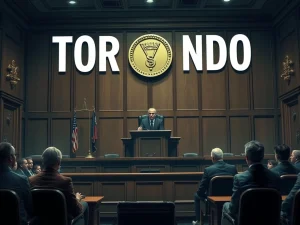 Tornado Cash founder trial courtroom scene highlighting cryptocurrency legal battle