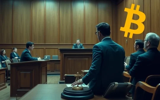 Roman Storm, founder of Tornado Cash, in a courtroom setting, symbolizing the legal challenges of cryptocurrency regulations and DeFi accountability.