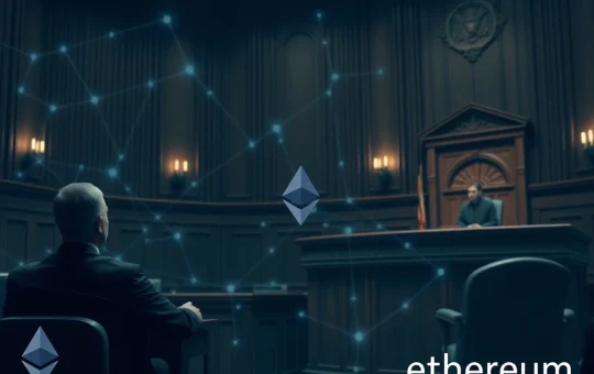 An Ethereum developer testifying in the Tornado Cash trial, emphasizing the complex interplay of blockchain privacy and legal scrutiny.