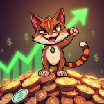 Troller Cat meme coin character confidently surveying a landscape of significant crypto presale investment returns.