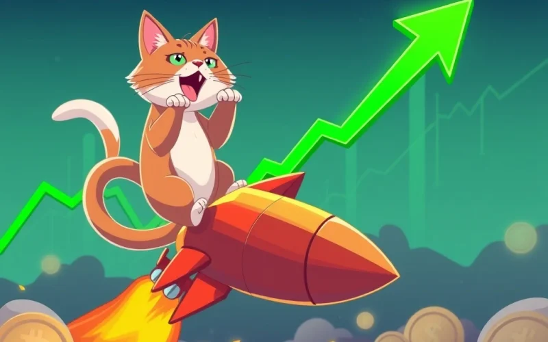 Troller Cat mascot soaring, representing the massive presale surge and potential 100x crypto returns.