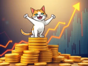 A Troller Cat meme character celebrating a massive crypto gain, symbolizing the impressive Troller Cat presale returns and future potential.