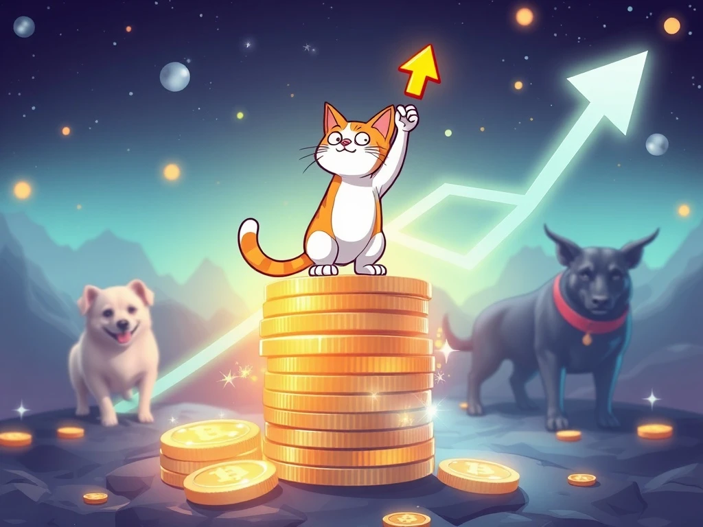 Troller Cat ($TCAT) soars past meme coin rivals, symbolizing significant crypto investment growth and potential.