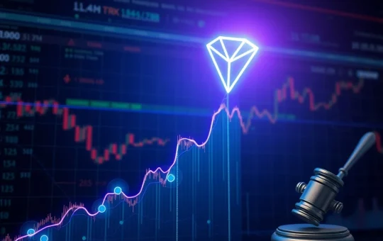 A visual representation of Tron Price surging due to DeFi momentum, contrasted with the diverse performance of other crypto stocks.