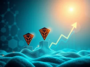 Visualizing Tron TRX's remarkable profitability, showing green upward trends on a chart, symbolizing investor confidence and market resilience.