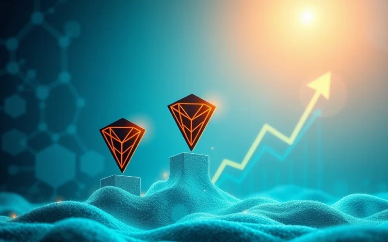 Visualizing Tron TRX's remarkable profitability, showing green upward trends on a chart, symbolizing investor confidence and market resilience.