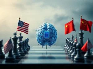 A strategic diagram illustrating the Trump AI Plan's impact on chip export controls in the US China tech war.