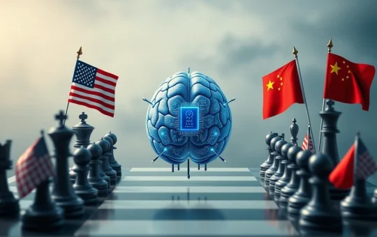 A strategic diagram illustrating the Trump AI Plan's impact on chip export controls in the US China tech war.