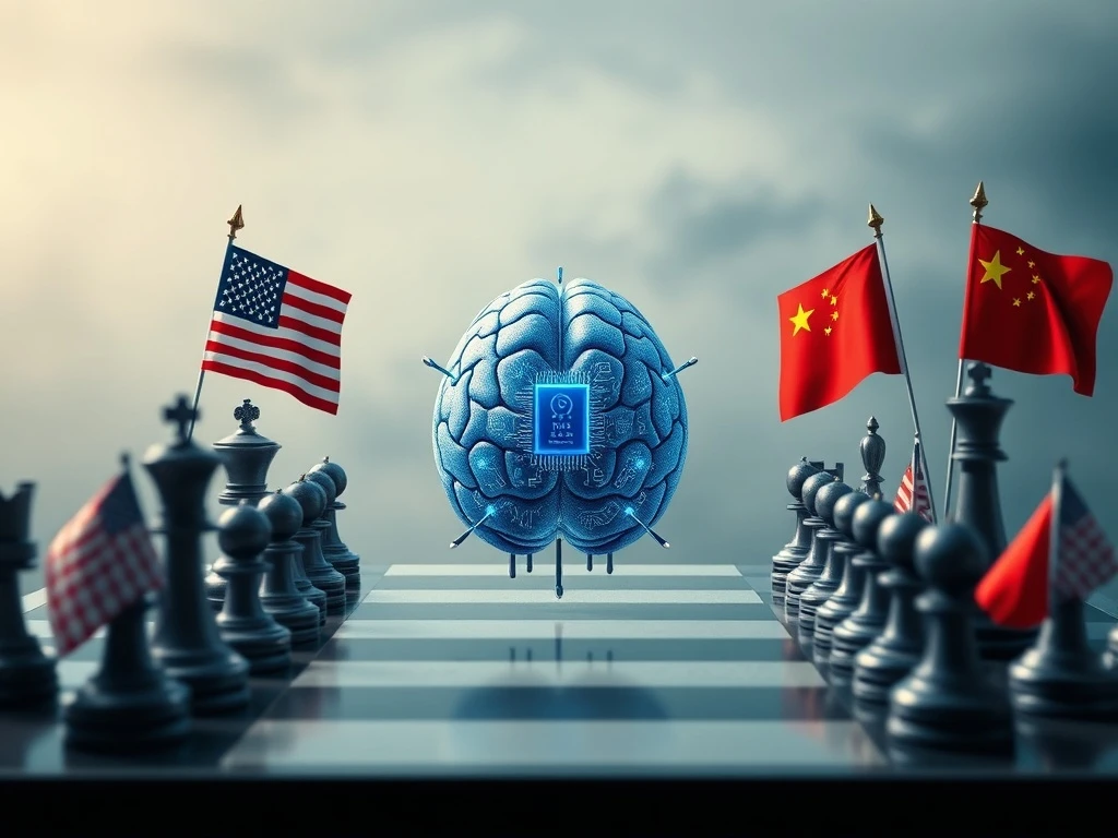 A strategic diagram illustrating the Trump AI Plan's impact on chip export controls in the US China tech war.