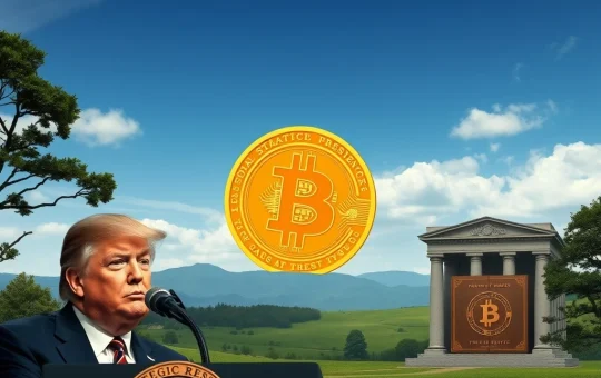 President Trump at a press conference, emphasizing the creation of a Strategic Bitcoin Reserve and new Trump Bitcoin policies.