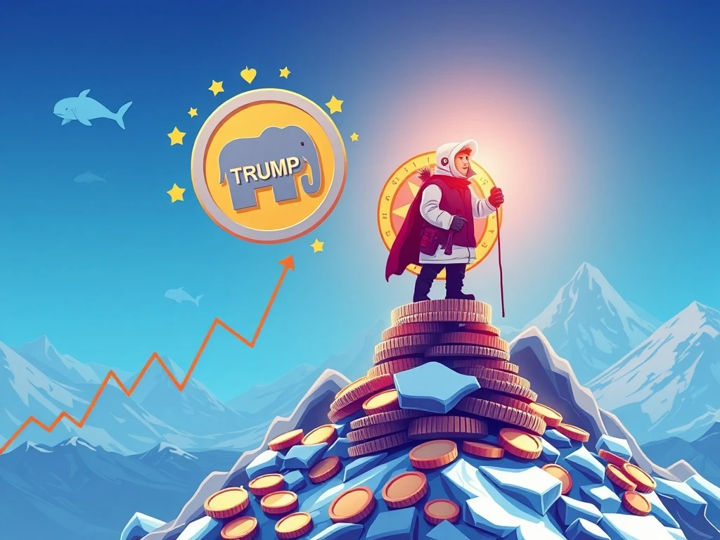 Chart showing Trump Coin and Arctic Pablo Coin surging, symbolizing their remarkable rise in the crypto market driven by whale activity and successful presale.