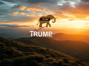 A vibrant digital chart illustrating a dramatic price surge for the TRUMP token, symbolizing its strong market performance and altcoin season potential.