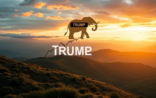 A vibrant digital chart illustrating a dramatic price surge for the TRUMP token, symbolizing its strong market performance and altcoin season potential.