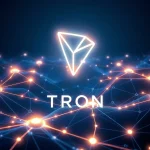 TRON blockchain network with rising TRX token symbolizing cryptocurrency growth
