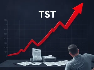 TST crash depicted with a sharp downward-trending graph amid regulatory documents